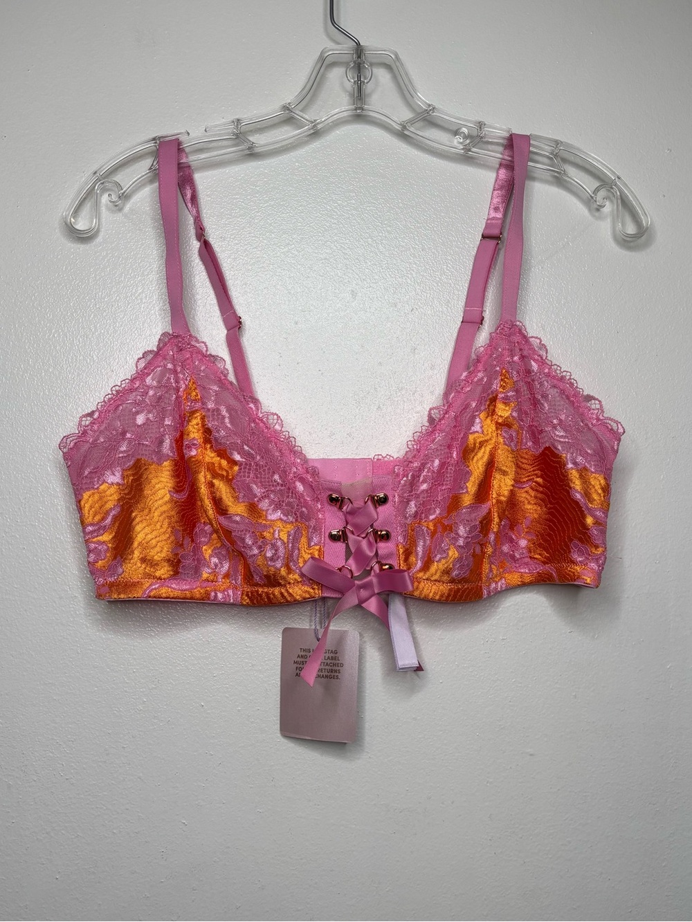 Savage x Fenty Pink Orange Lace Bra 1X